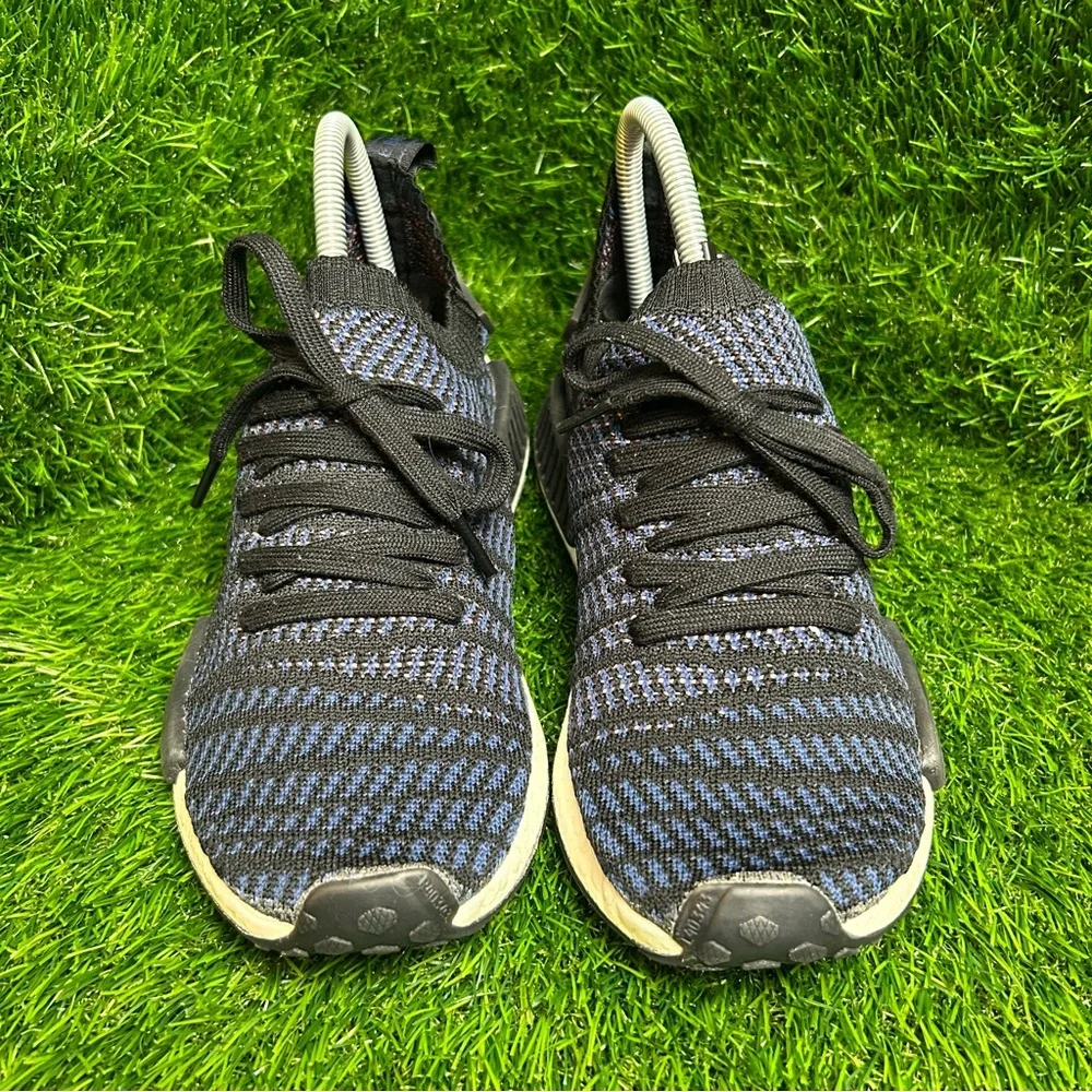Adidas NMD R1 STLT Primeknit‎ Core Black Blue AC8326 Womens Size 9 Running Shoes